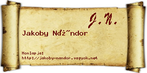 Jakoby Nándor névjegykártya